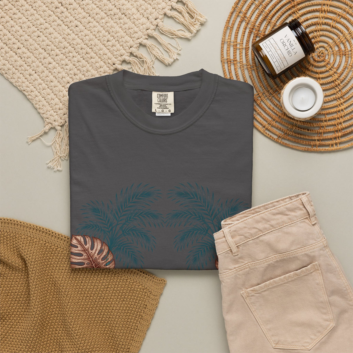 Hippie Roots Floral Palm Graphic T-Shirt
