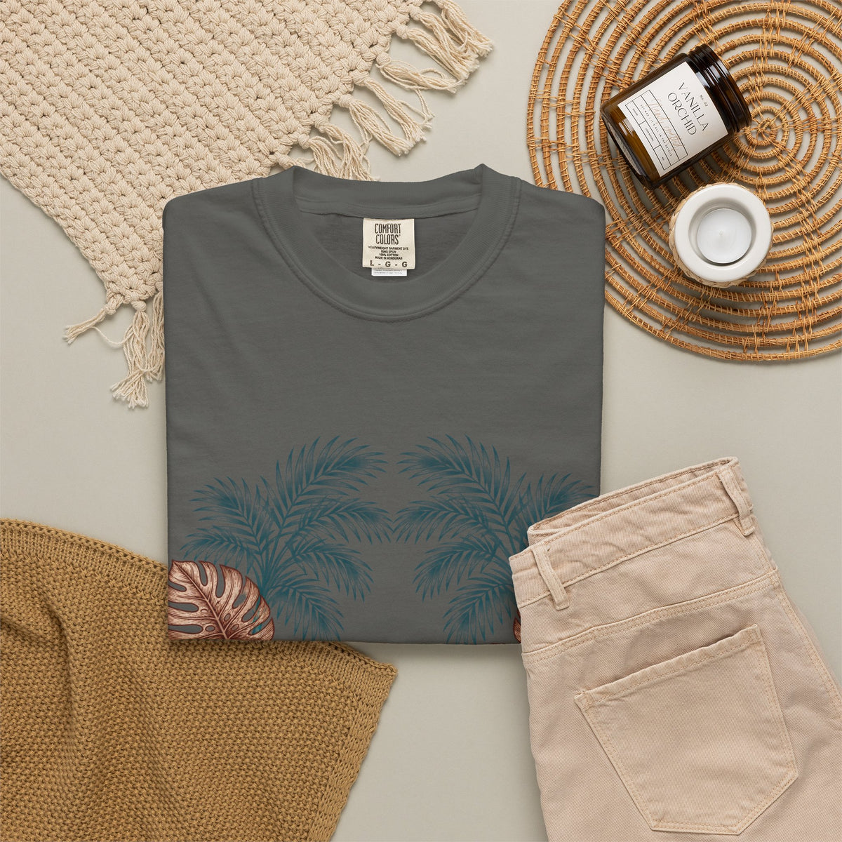 Hippie Roots Floral Palm Graphic T-Shirt